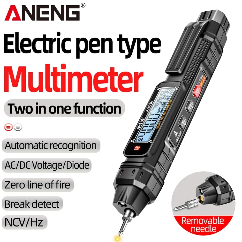 ANENG A3005A Digital Test Pen Multimeter 4000 Counts NCV AC DC 600V Diode Buzzer Flashlight Household Electrical Safety Tester