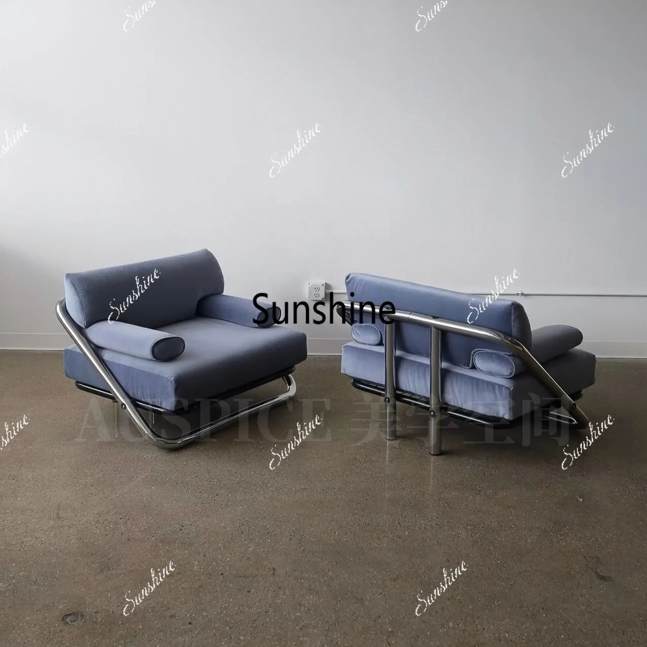 YYNiche design antique velvet single sofa stainless steel living room leisure chair