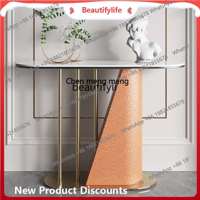 scn8617 Italian Mild Luxury Marble Console Entrance Cabinet Modern Minimalist Home Stone Plate Side View Sets Console Tables fur