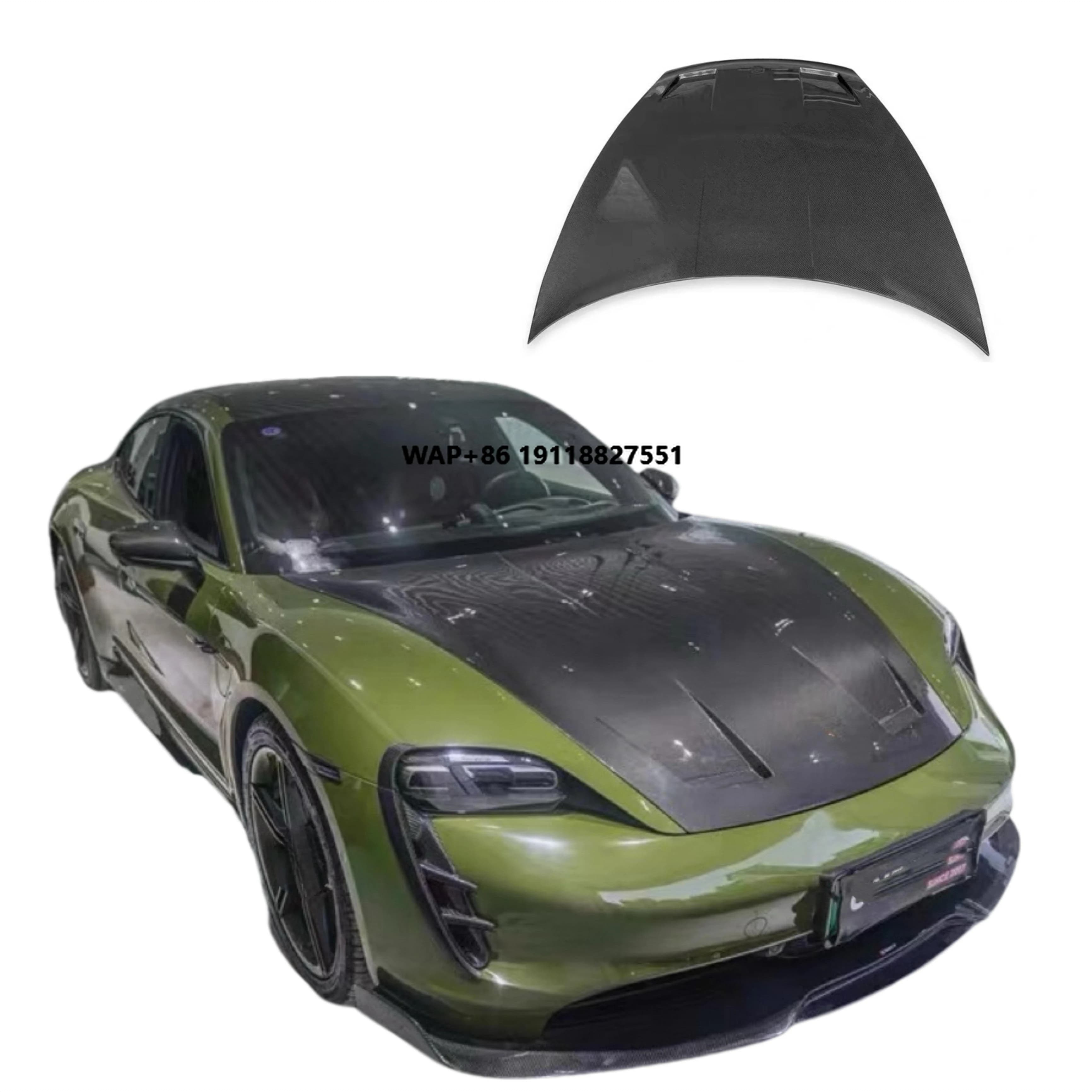 New High Quality Carbon Fiber Hood for Taycan 2019-2022 Easy Installation Black Color Retrofit/Upgrade Part