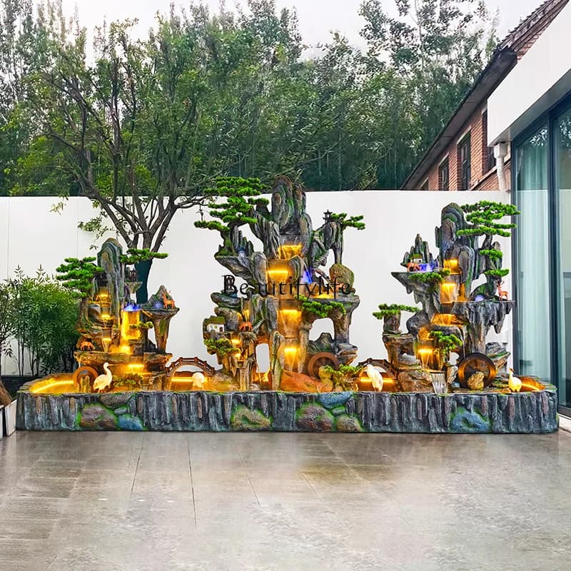 CC Parts And Accessories*Large Rockery Flowing Water Fish Pond Floor Ornament Lucky Feng Shui Wheel Fountain Garden Decoration