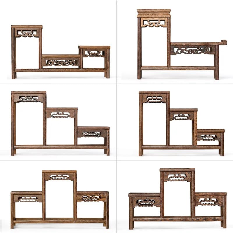 Solid wood teacup rack desktop new Chinese desktop storage rack teapot tea set placement