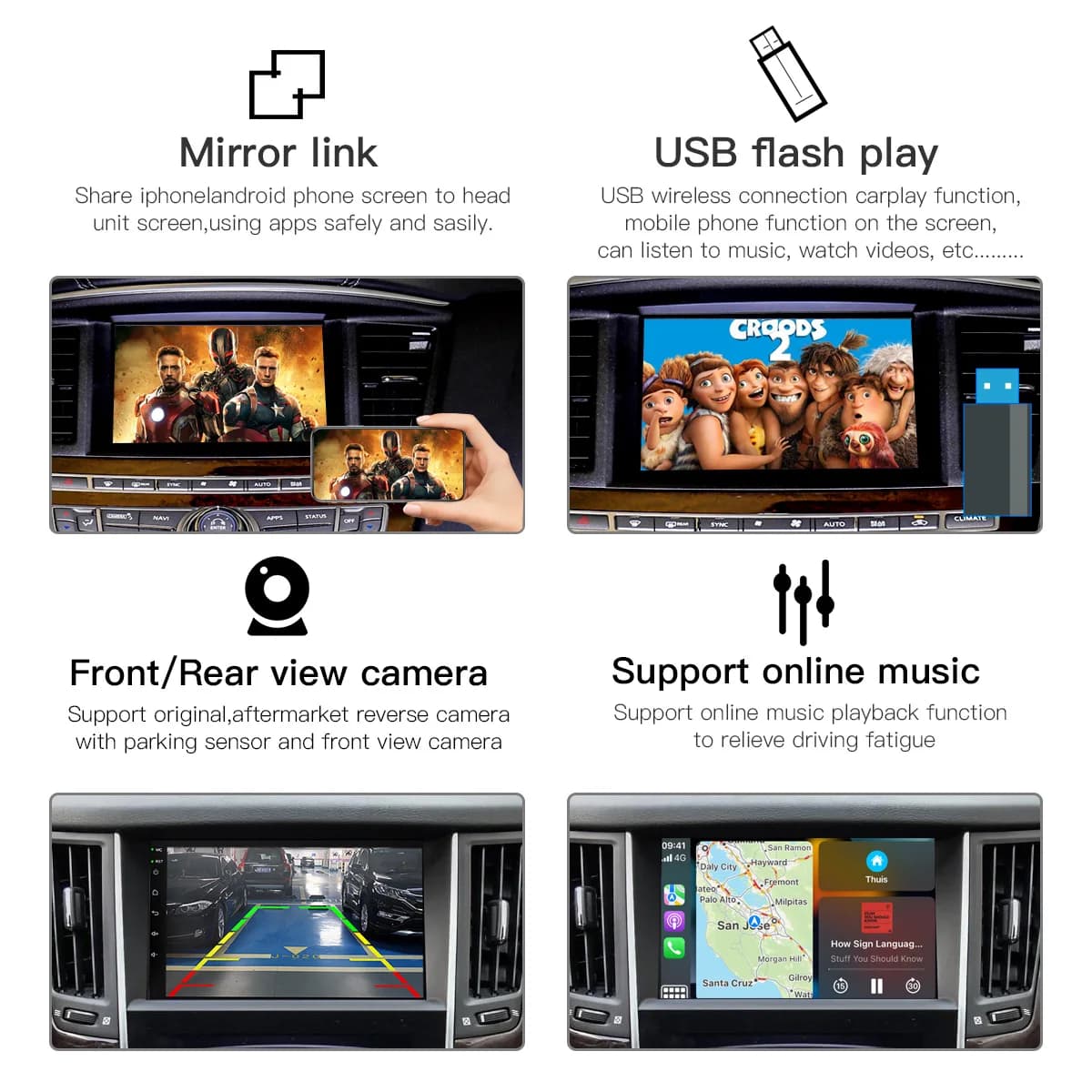 Wireless Carplay Android Auto Module For Infiniti G37 Q50 Q50L Q70 Qx30 Qx50 Qx60 QX80 Car Play 2015-2018 Year