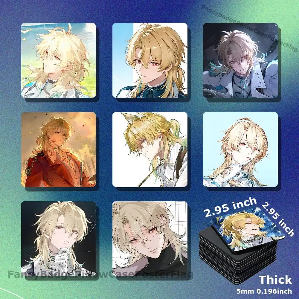 Luuk Herssen Wuwa Acrylic Refrigerator Magnets Square Tiles with Magnetic Sheets for Home Decoration