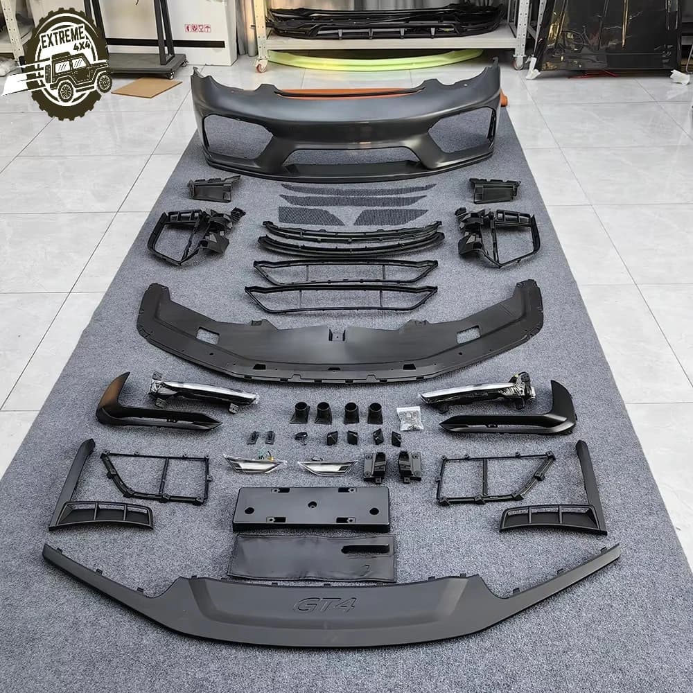 Upgraded GT4 Style Plastic PP Carbon Fiber Body Kit for the Porsche 718 Cayman Boxster