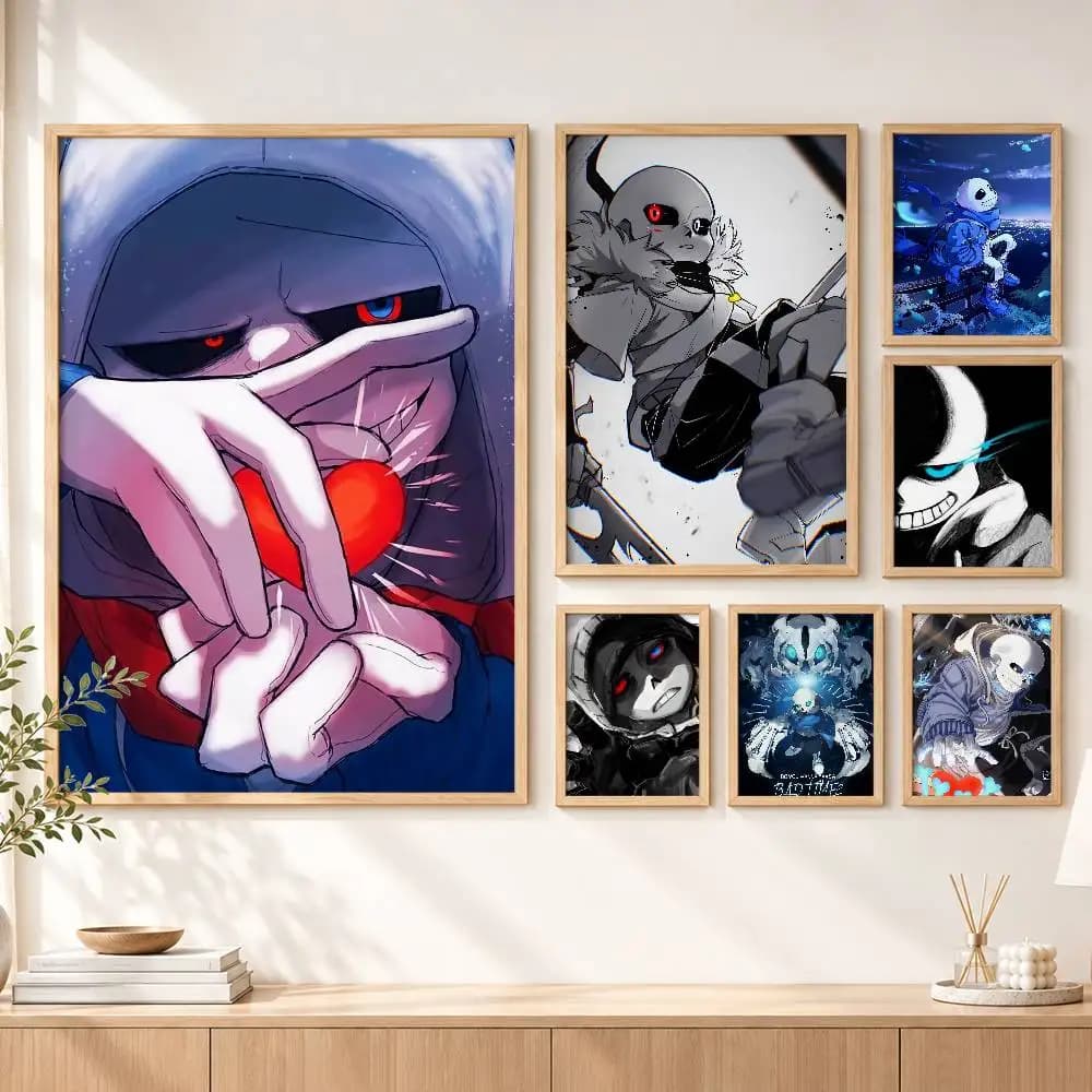 Cute S-Sans GAME U-Undertale Poster HD Self Adhesive Waterproof Wall Art Ideal for Home Office Dorm Gift Customizable