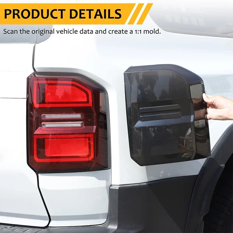 For Toyota Land Cruiser Prado LC250 2024 2025 2026 Smoked Black Rear Tail Light Lamp Cover Frame Trim ABS Car Accessories 2pcs