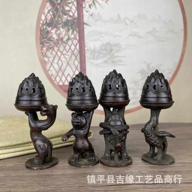 Small with four beasts, Boshan incense , vintage home decoration, aromatherapy burner, craft ornament