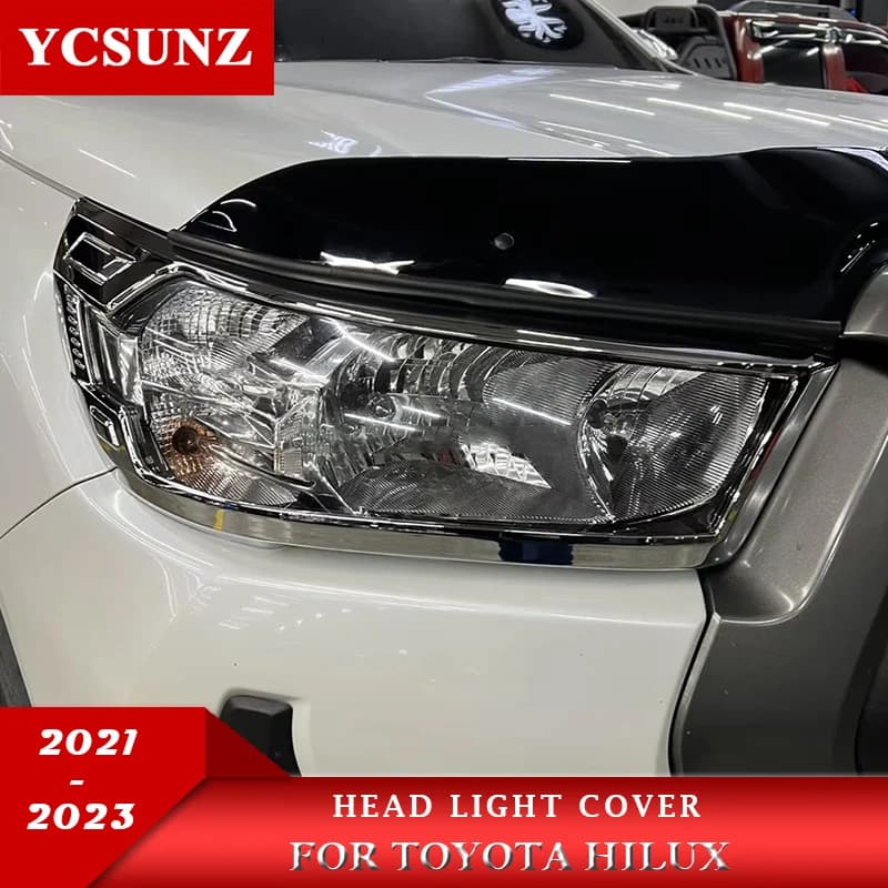 Headlight Covers Trim For Toyota Hilux 2021 2022 2023 4x2 Car Exterior Accessories Double Cabin