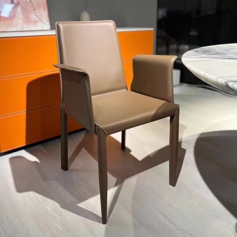 Saddle Leather Dining Chairs with Backrest Nordic Lounge Chairs for Hotel Reception Stool Luxury Conference Chair for Office