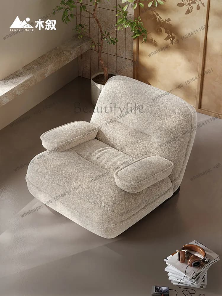 LD Fabric Single Sofa Chair Balcony Living Room Bedroom Lamb Fleece Leisure Chair