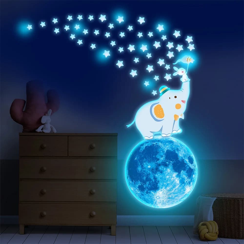 Glow-in-the-Dark Cute Pet PVC Wall Decals—Waterproof, Self-adhesive Stickers for Kids Room Bedroom Ceiling Nursery Home Decor