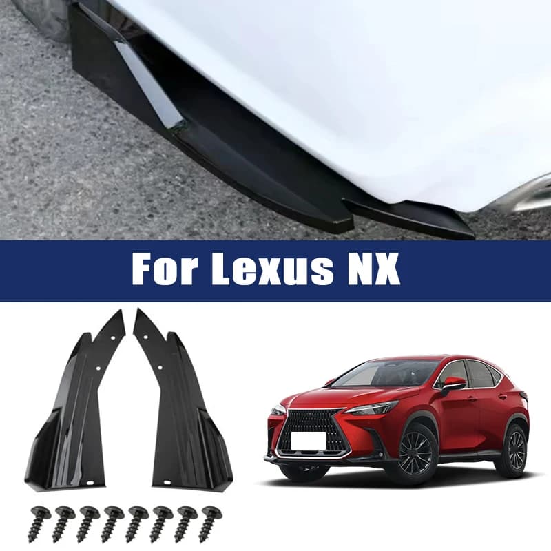 2pcs Car Rear Bumper Spoiler Lip Carbon Fiber Wing Trim Anti-crash Diffuser Side Skirt Wrap Angle Splitter For Lexus NX