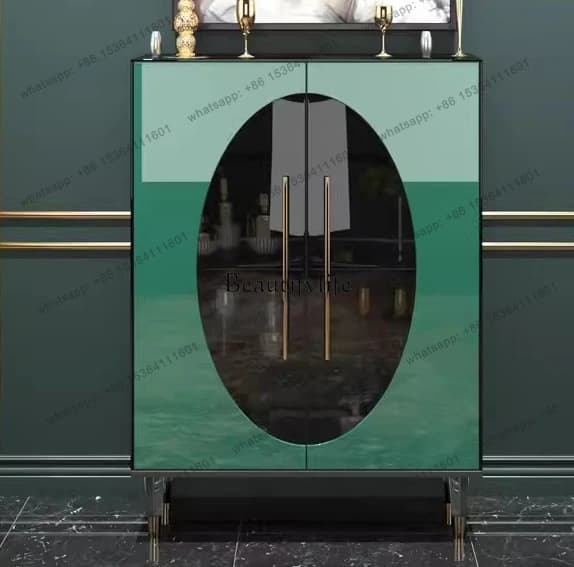13Italian Minimalist Locker Living Room Entrance Glass Tea Cabinet