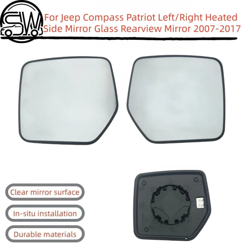 For Jeep Compass Patriot  2007-2017 Left/Right Heated Side Mirror Glass Rearview Mirror.
