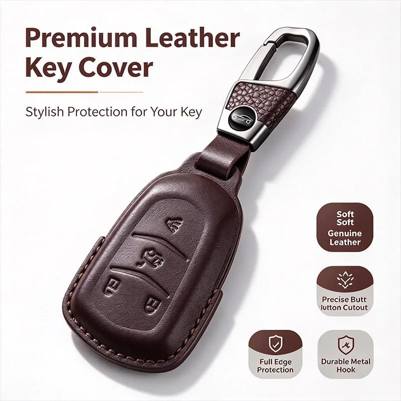 Car Key Case Cover Genuine Leather For Cadillac XT5 XT4 CT5 CT6 XTS XT6 ATSL CT4 GT4 Key Fob Buckle
