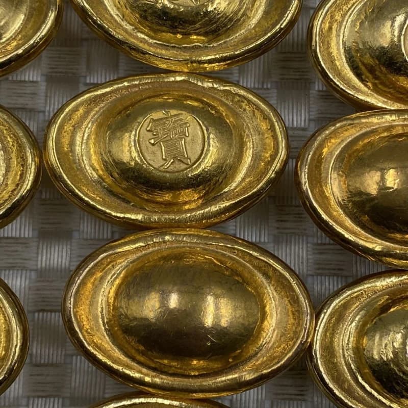 Gold Ingot Ornament for Wealth Attraction Solid Copper Ingot Brass Desktop Home Decor Craft
