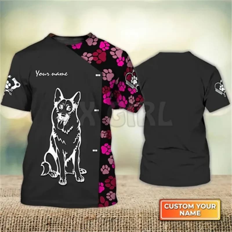 Summer German Shepherd Pink Poodle Dog Groomer Pet Groomer Uniform Salon Pet Personalized Name 3D Tshirt