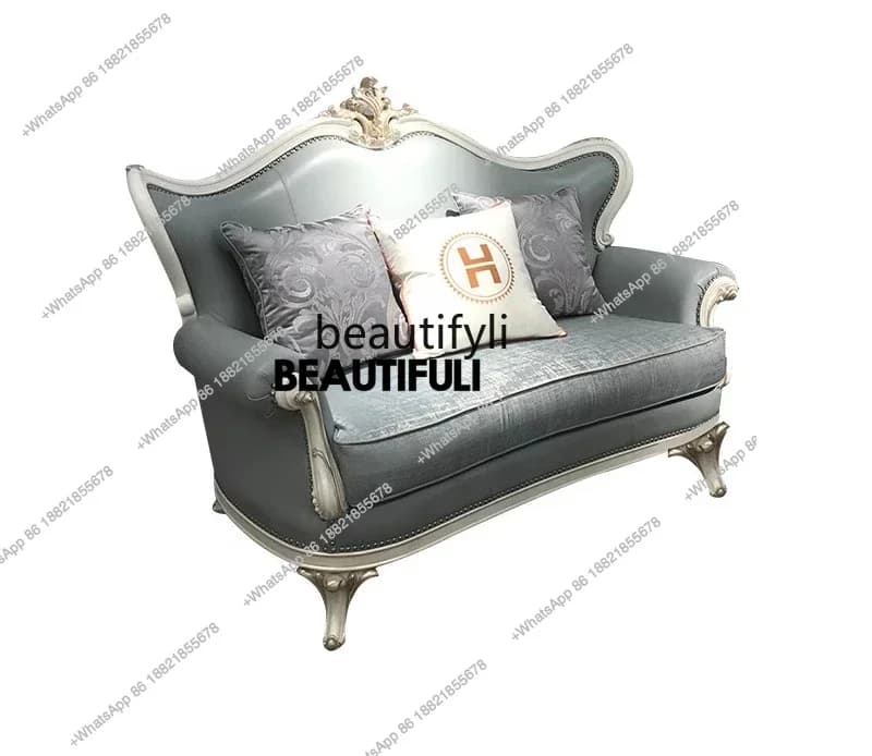 ss8350 solid wood cowhide sofa French, leather cloth sofa combination European living room large, medium and small apartment sof