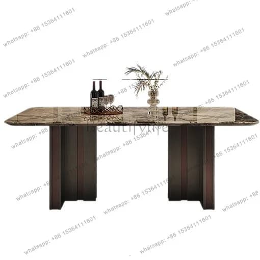Italian light luxury marble dining table Home high-end designer luxury stone dining table