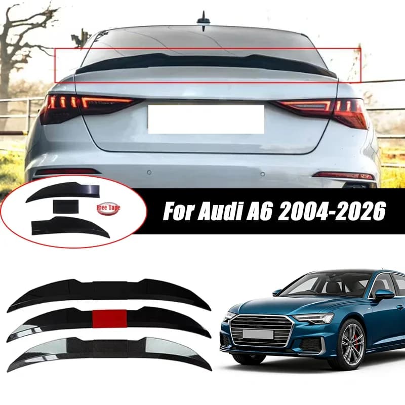 3pcs Sedan Rear Trunk Spoiler For Audi A6 2004-2026 Adjustable DIY Modified Trunk Spoiler Automotive Accessories