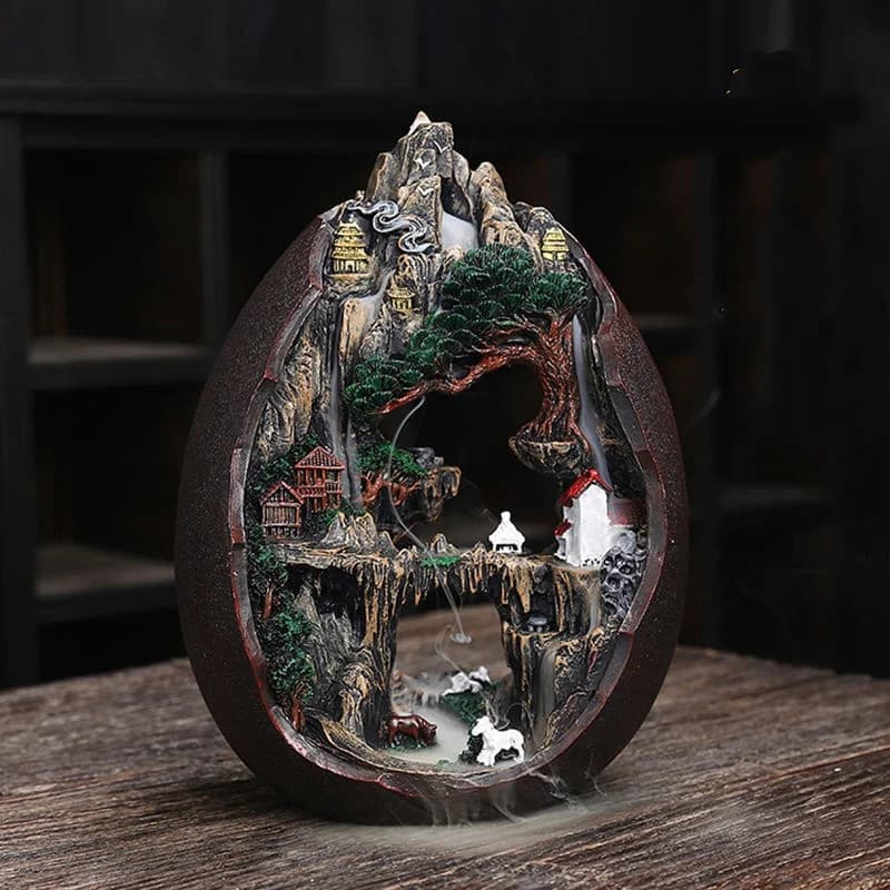 Chinese style resin Backflow Incense Burner Natural Sandalwood Incense Burner Home Creative Ornament