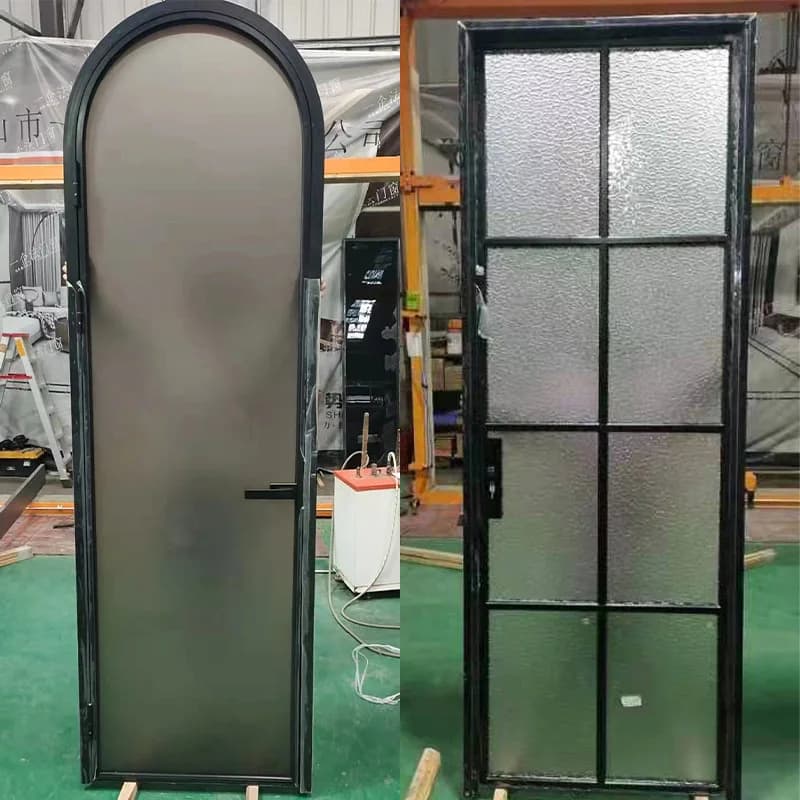 Internet celebrity sliding bathroom lattice glass door aluminum narrow side single and double package doors and windows