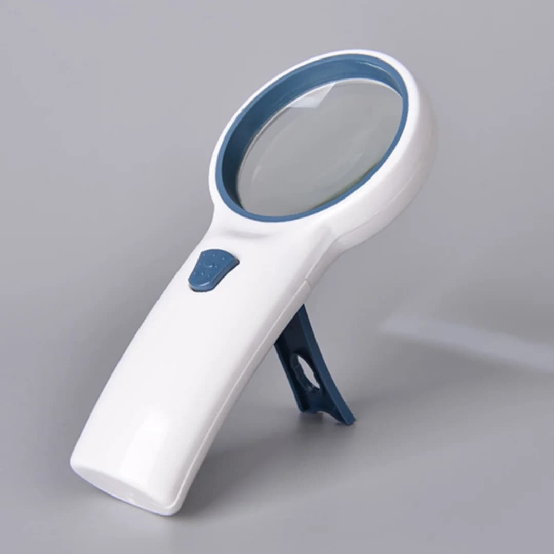 5X Magnification 60mm Handheld LED magnifier with Stand Magnifying Glass Illuminated Loupe Seniors Reading Close Work Inspection