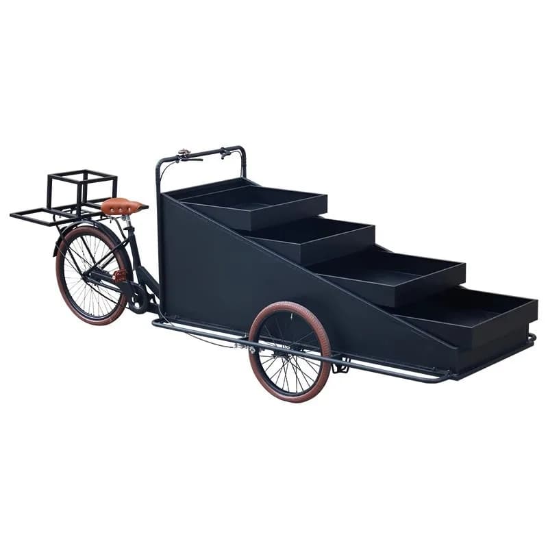 Outdoor creative wrought iron stall car float, mobile beverage snacks flower sales trolley