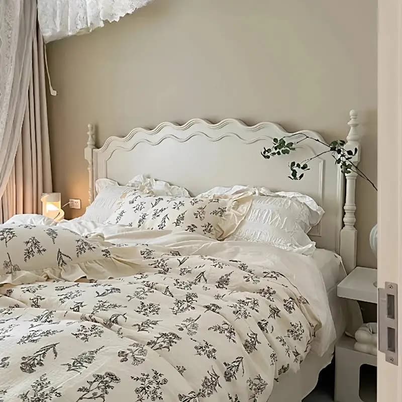 Unique Girls Elegant Bed Decoration Cute Nordic Queen Household Modern Bed Frame Solid Wooden Camas De Dormitorio Furniture