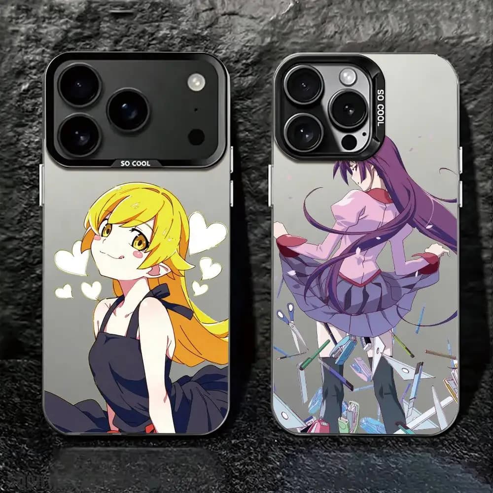 Monogatari Series Nisio Isin Phone Case For iPhone 17,16,15,14,13,12,11 Plus,Pro Max,XS,Colorful Silver Phone case Funda Cover