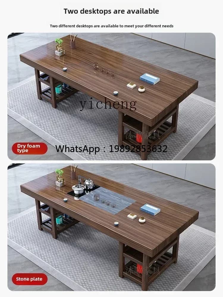 AB large board solid wood table and chair combination office coffee table tea set integrated zen kung fu tea table