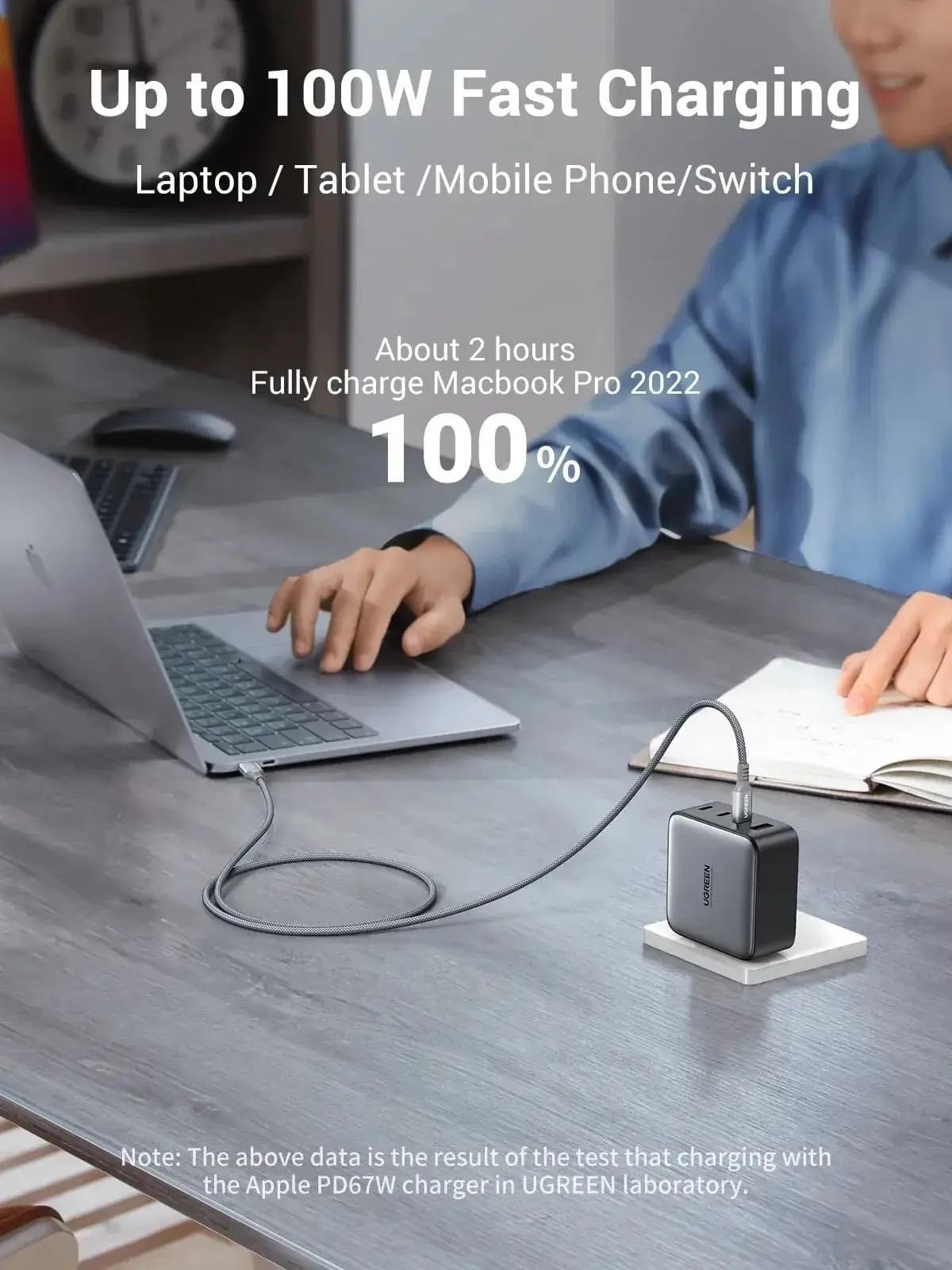 UGREEN 100W USB C Fast Charging Cable for iPhone 15  book Pro 22 Samsung 5A E-Marker Chip Fast USB Type C Charging Cable Cord