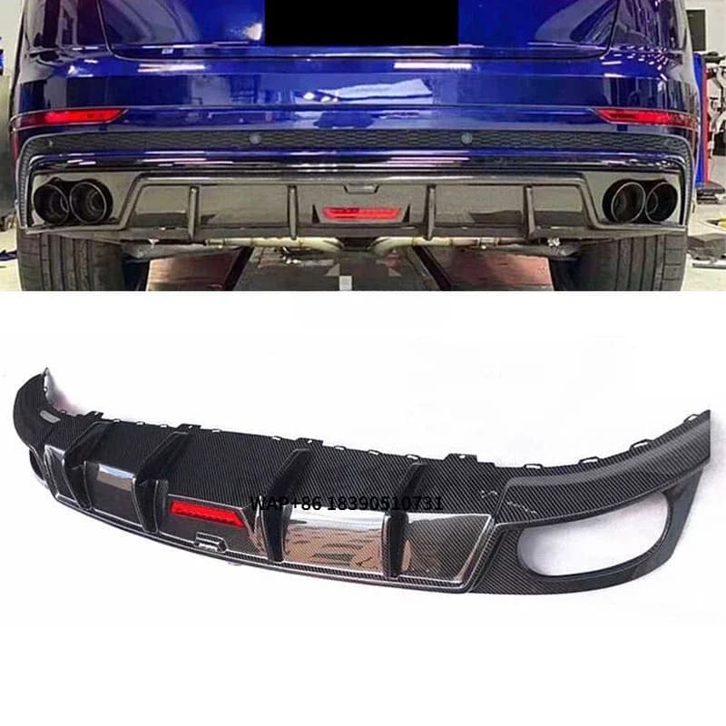Carbon Fiber Car Rear Diffuser Lip for Q8 RS8 2020 With Led Light