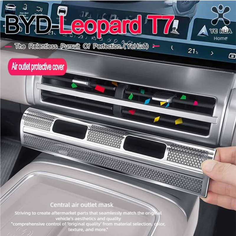 For BYD 2025-26 Formula Leopard Titanium 7 Car Central Control Air Outlet Cover Metal Air Conditioning Protective Car Accessorie