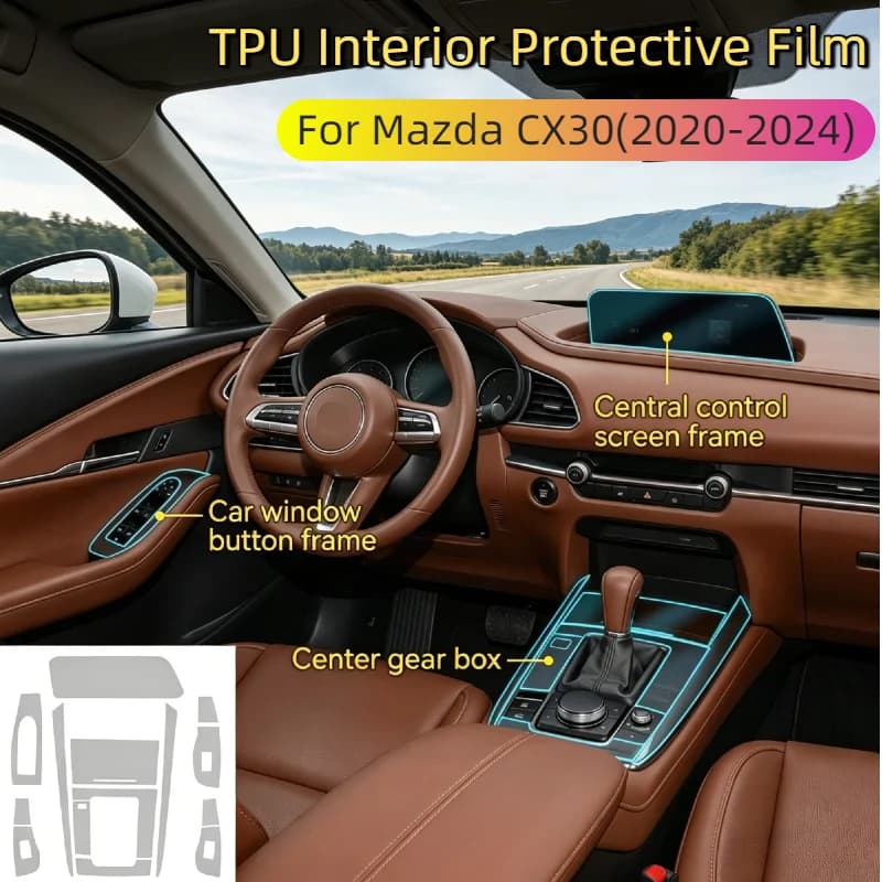 TPU Protective Film Anti-scratch For Mazda CX30 2020-2024 Car Interior Dashboard Navigation Automotive Screen Protection Film