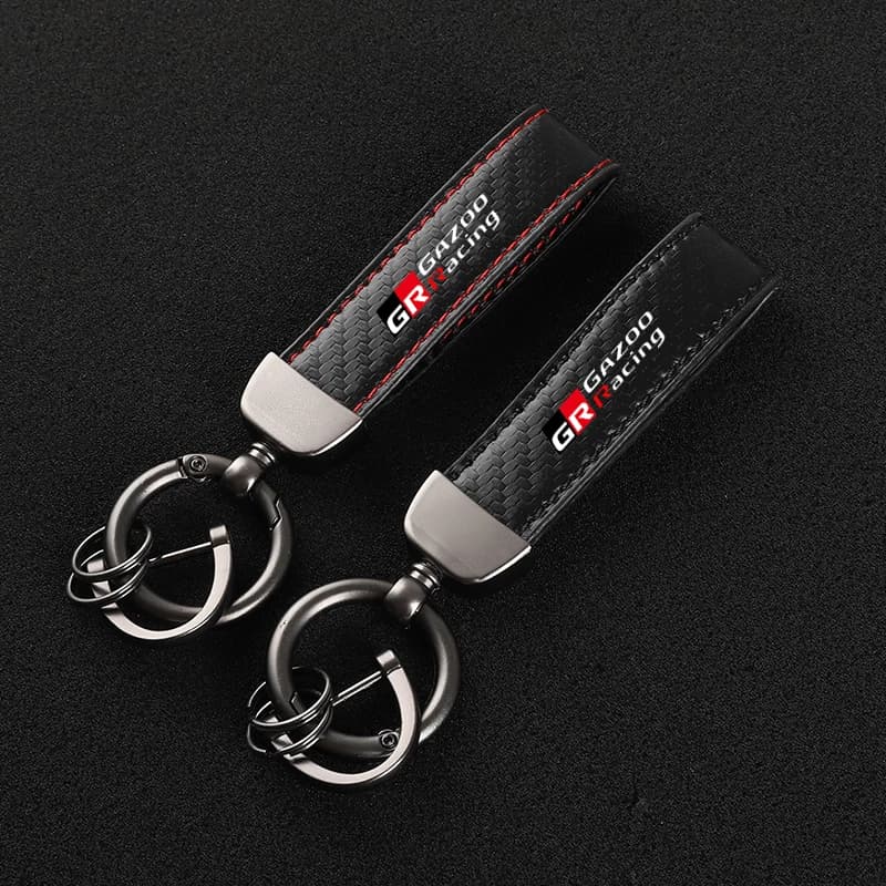 Leather Carbon Fiber Car Rings Keychain Zinc Alloy Keyrings For  Toyota GR GAZOO RACING Toyota Yaris Hilux Corolla Prius