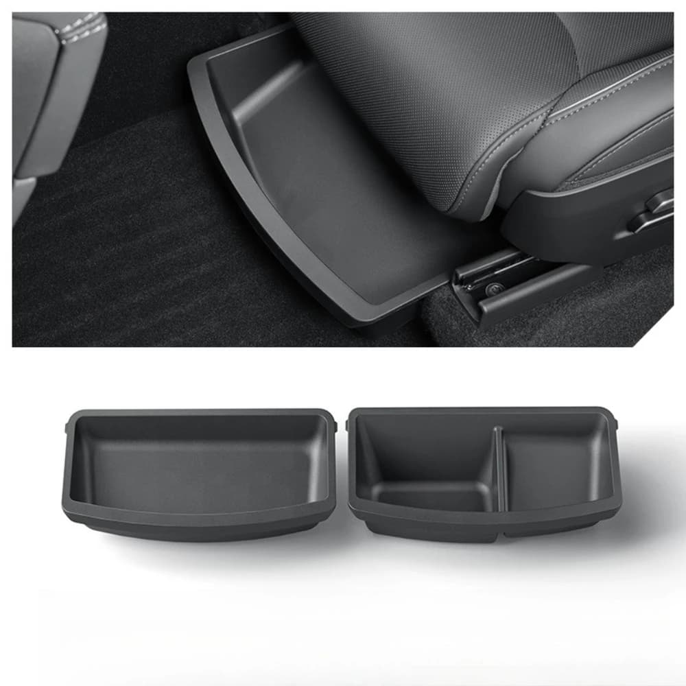 Under Seat Storage Box For Tesla Model YL 2025 2026 TPE Drawer Front Under Seat Organizer Trash Can Car Interior Accessories