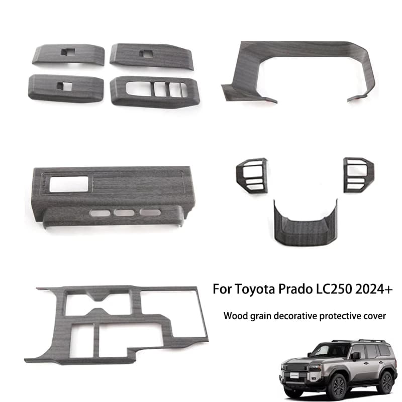 For Toyota Prado LC250 2024+ Steering Wheel Trim Power Window Switch Rear Air Vent Cover Wood Grain Decoration Accessories