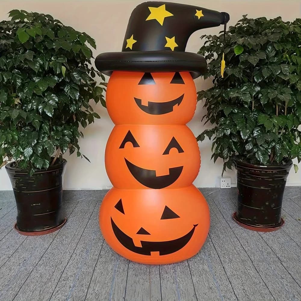 1 Set PVC Halloween Standing Orange Pumpkin, Halloween Inflatable Water-Filled Welcome Decor, Halloween Inflatable Pumpkin Decor