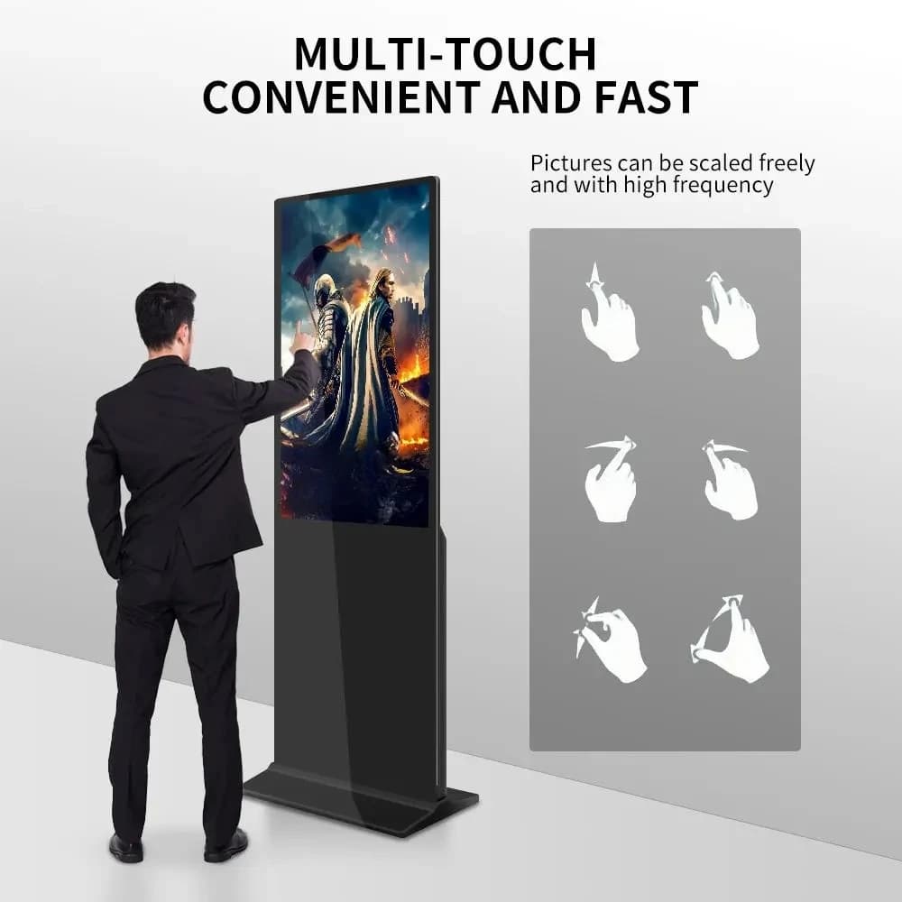 55'' Indoor LCD Digital Advertising Screen Floor Stand Signage TV Kiosk for Indoor Advertising Digital Display