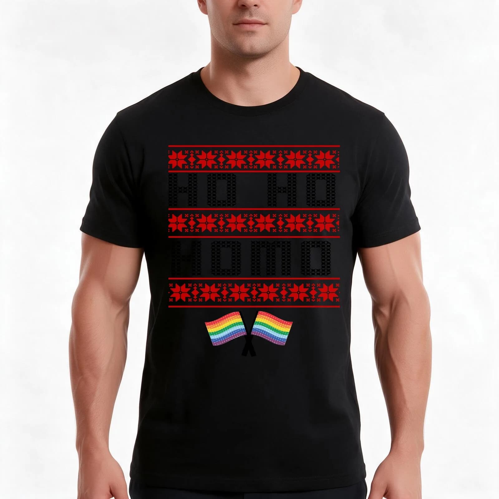Ho Ho Homo T-Shirt, Summer Casual Cotton Tee, Oversized Streetwear Tops, Vintage Graphic Print, Loose Fit Short Sleeve