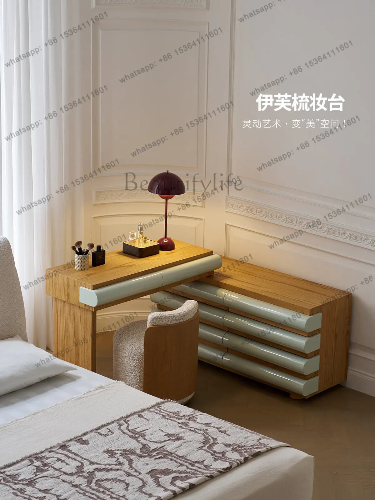 yj57 French log style bedroom makeup table simple removable dresser chest integrated