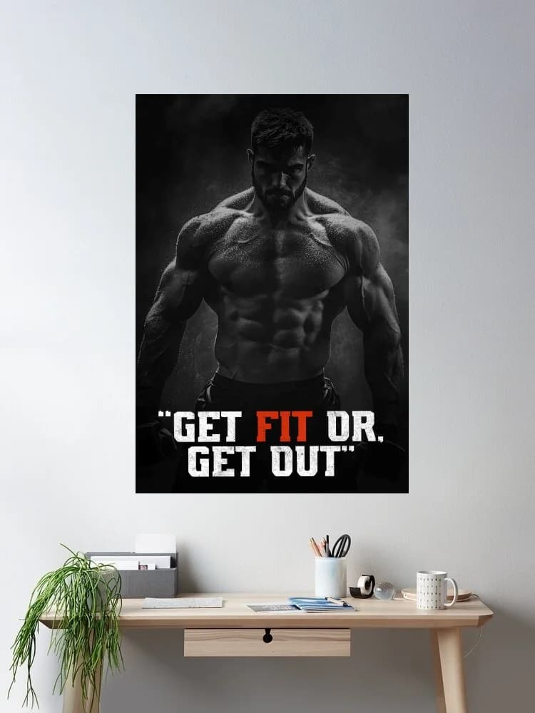 Get Fit OR Get Out GYM Motivational Canvas POSTER ,Home Decor Wall art painting