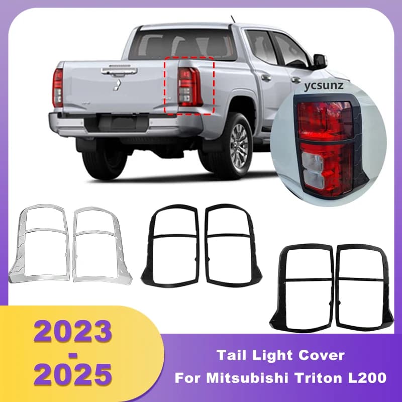 ABS Chrome Rear Bumper Tail Light Cover Brake Lamps Frame Lamp Hoods For Mitsubishi Triton L200 2023 2024 2025 Double Cabin