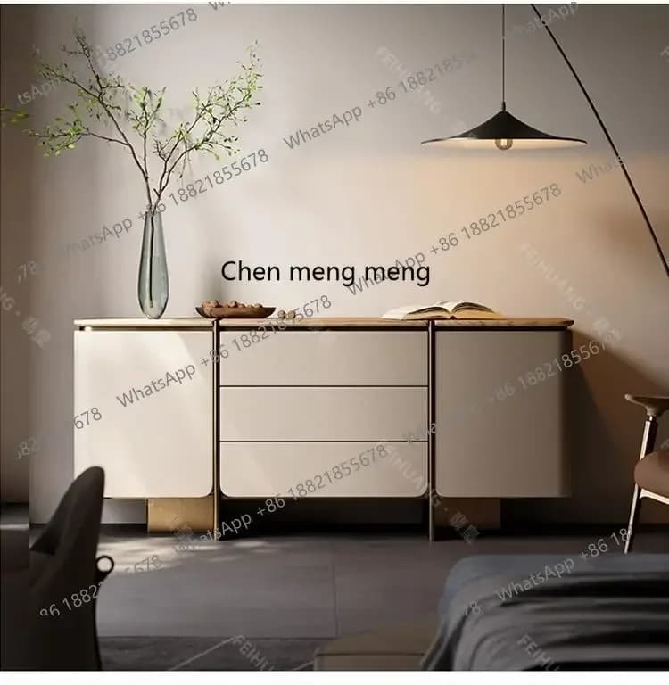 ZJItalian-style entrance cabinet light luxury household living room partition cabinet walnut storage high cabinet
