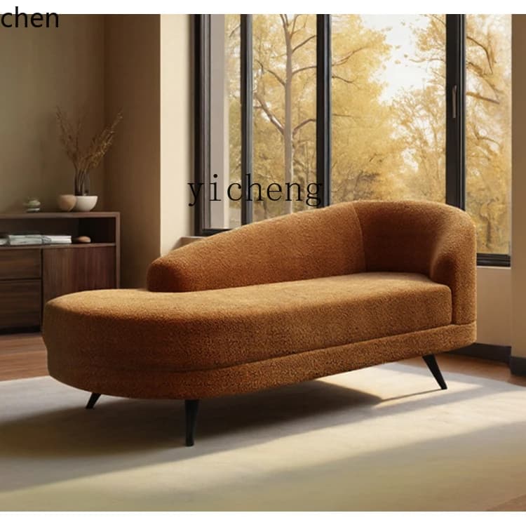 YFY   Chenille Internet Celebrity Single Recliner Lazy Chaise Sofa Minimalist Small Apartment