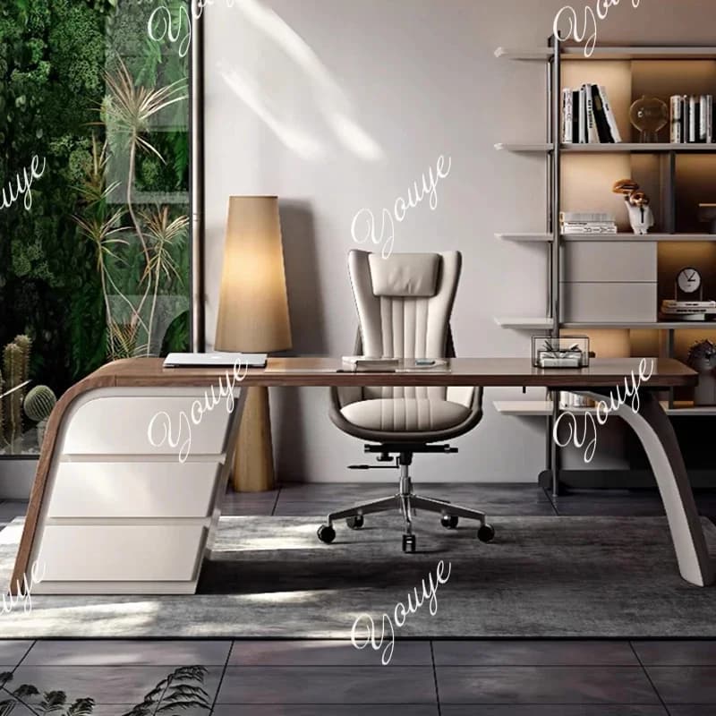 J Retro Style Desk Study Home Office Computer Desk Writing Desk Light Luxury Modern Simple Solid Wood