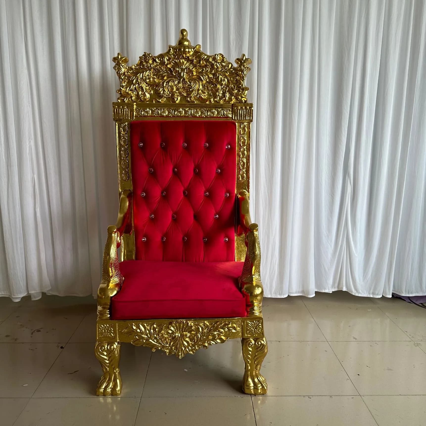 hotel furniture gold frame wood king queen throne chair red velvet king throne chairs