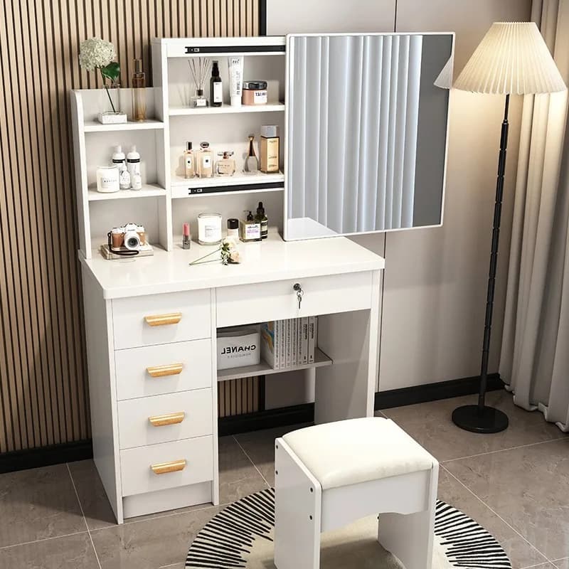 Modern Aesthetic Vanity Table Design White Save Space Interior Fashion Dressing Table Decoration Penteadeira Unique Furniture